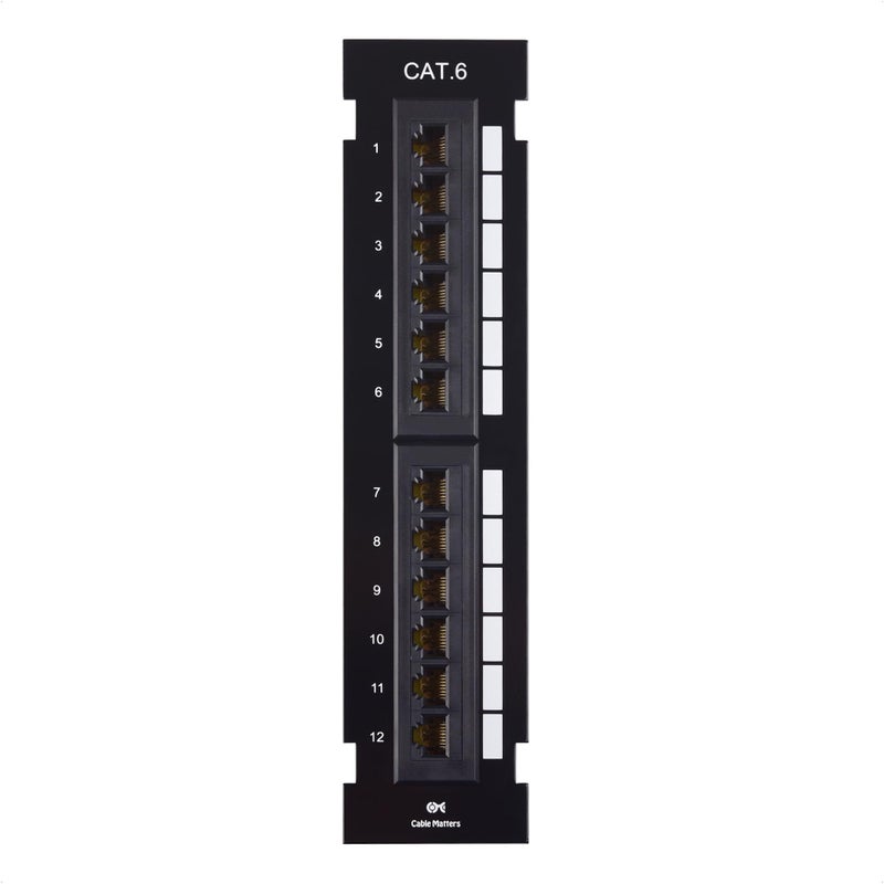 Cable Matters [UL Listed] Mini 12-Port Vertical Patch Panel with 89D Bracket, Compact 10 Inch Patch Panel with 10 Gigabit Ethernet - Image 1